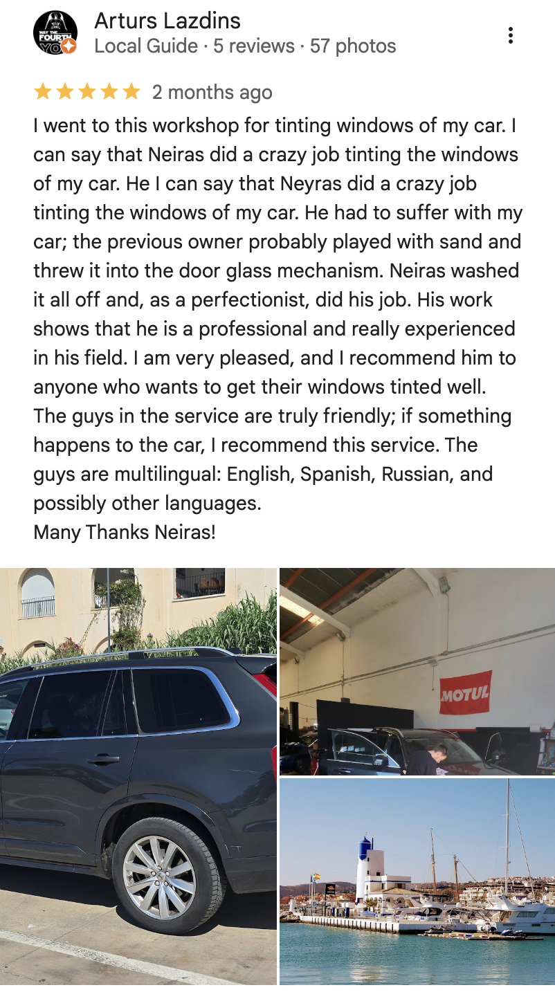 Opinión Tintado Estepona Cliente